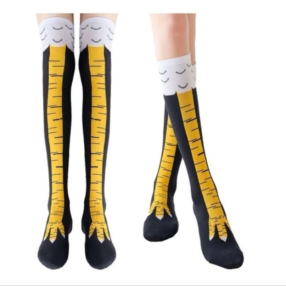 3Pairs Women Chicken Foot Socks Leg/Knee Socks 3D Chicken Socks Fashion Stocking - Picture 2 of 3